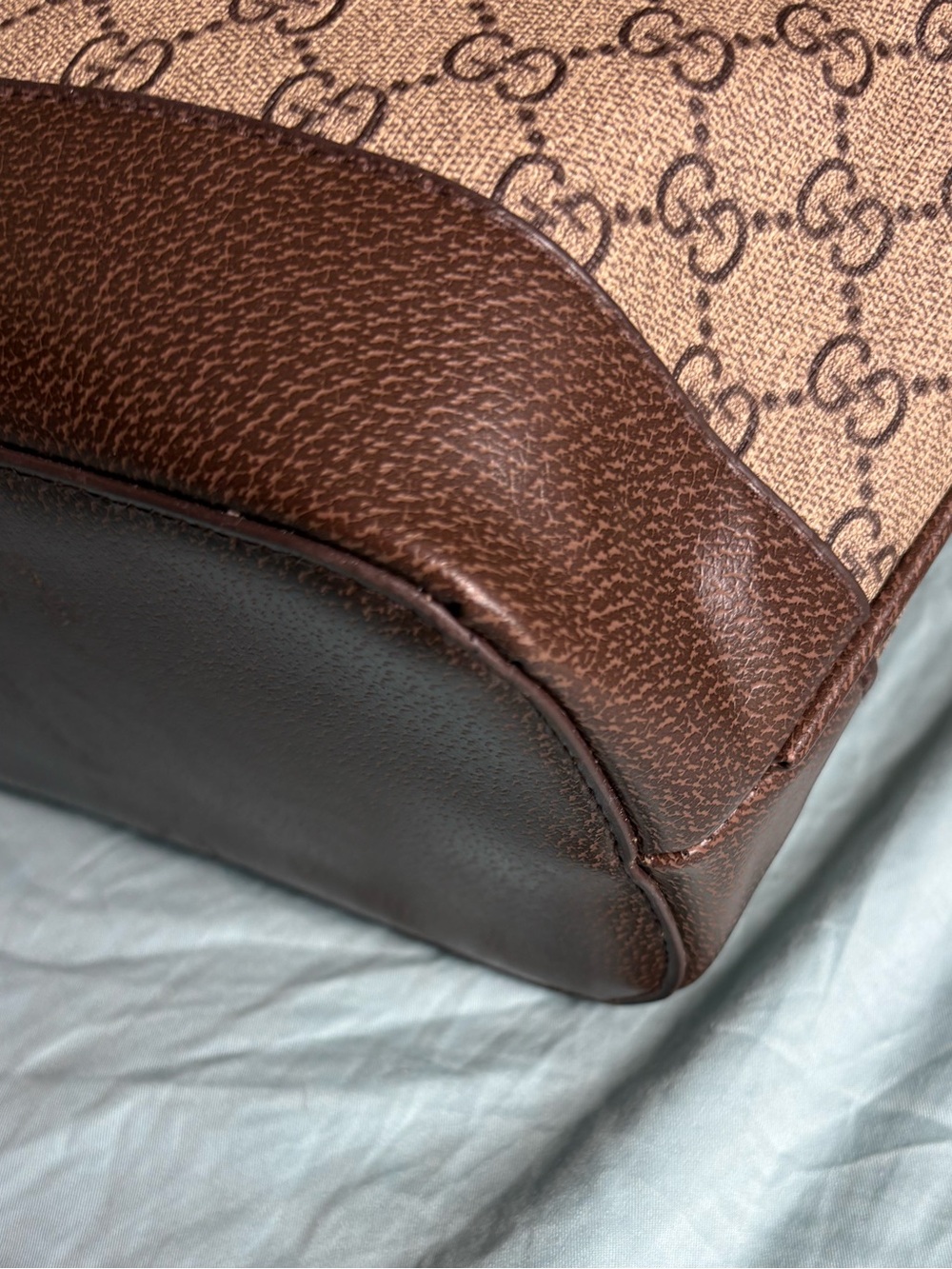 Gucci Brown GG Monogram Canvas Tote with Dark Brown Leather Trim - Picture 4 of 14